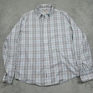 Faherty Shirt Mens Medium Gray Plaid Button‎ Up Long Sleeve Casual Preppy